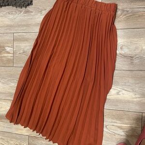 LoveRiche Terracotta Pleated A-Line Skirt